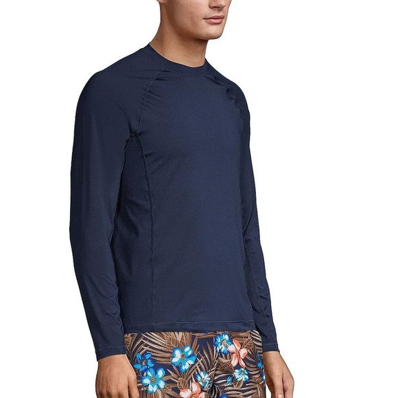 NWT Lands' End Men's Crew Neck Long Sleeve Rash Guard UPF 50 S $60 Y339 - Picture 2 of 5